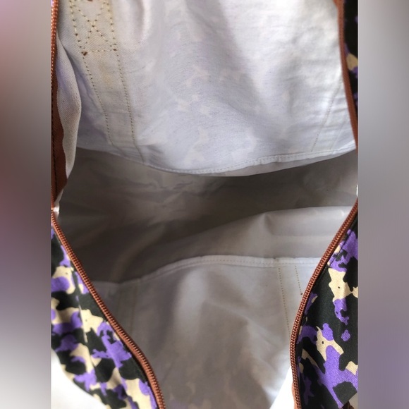 Purple Leopard Print Canvas and Faux Leather Overnight Bag - Picture 10 of 16